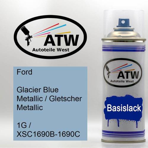 Ford, Glacier Blue Metallic / Gletscher Metallic, 1G / XSC1690B-1690C: 400ml Sprühdose, von ATW Autoteile West.